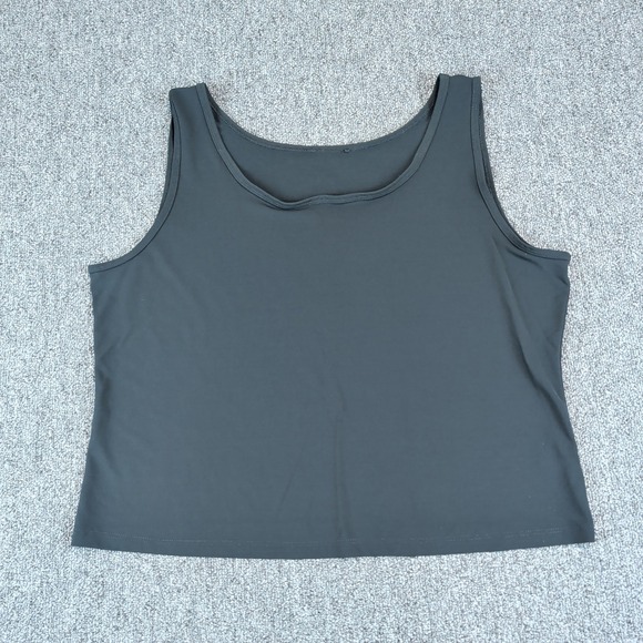 Vintage 90s Minimalist Scoop Neck Layering Tank Top Women LG Black Viscose Lycra — photo 2